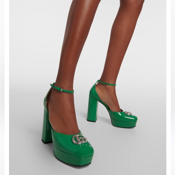 Gucci Vernice Crystal Double G Platform Pumps 36.5 PRICE IS FIRM - Picture 3 of 11